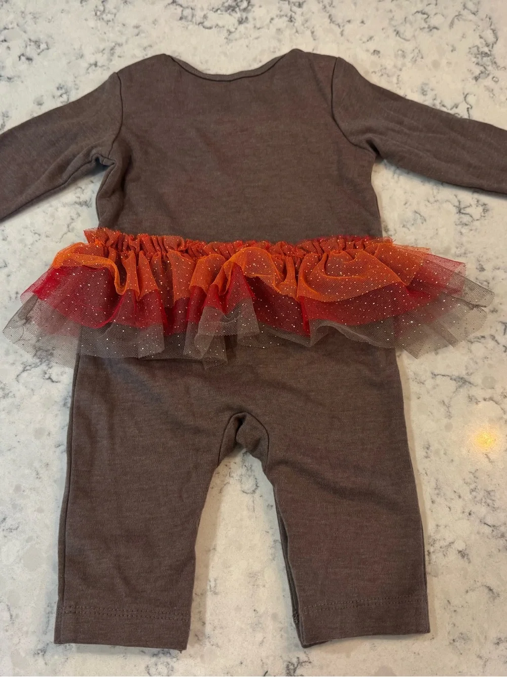 Brown Baby Tutu Romper with Orange Red Accents